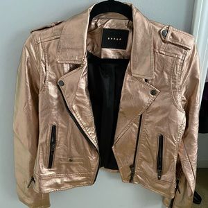 BLANKNYC Rose Gold Metallic Leather Jacket